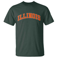 Illinois Sports Fan T Shirt Vintage Orange Blue Throwback Text IL State