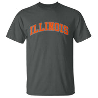 Illinois Sports Fan T Shirt Vintage Orange Blue Throwback Text IL State