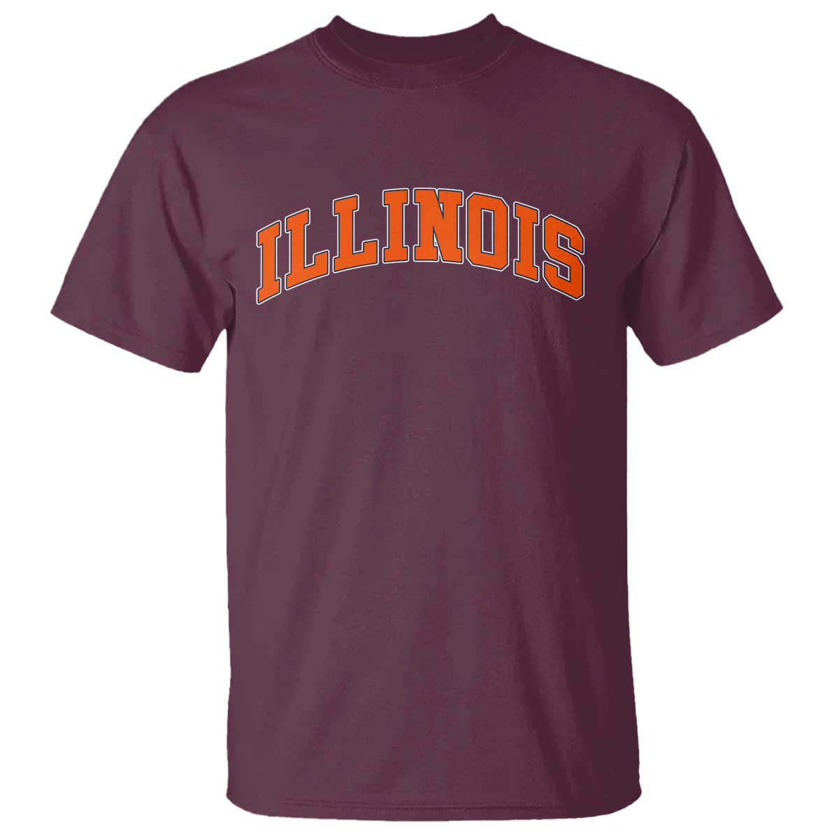 Illinois Sports Fan T Shirt Vintage Orange Blue Throwback Text IL State