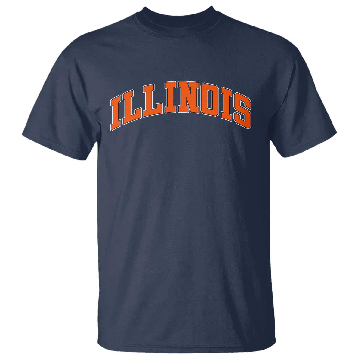 Illinois Sports Fan T Shirt Vintage Orange Blue Throwback Text IL State