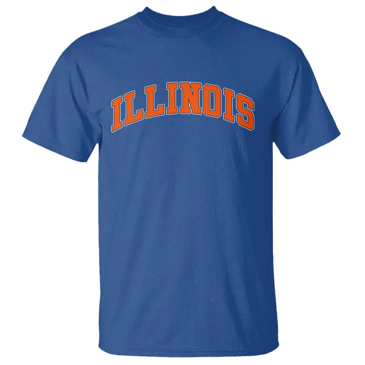 Illinois Sports Fan T Shirt Vintage Orange Blue Throwback Text IL State
