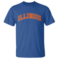Illinois Sports Fan T Shirt Vintage Orange Blue Throwback Text IL State