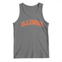Illinois Sports Fan Tank Top Vintage Orange Blue Throwback Text IL State