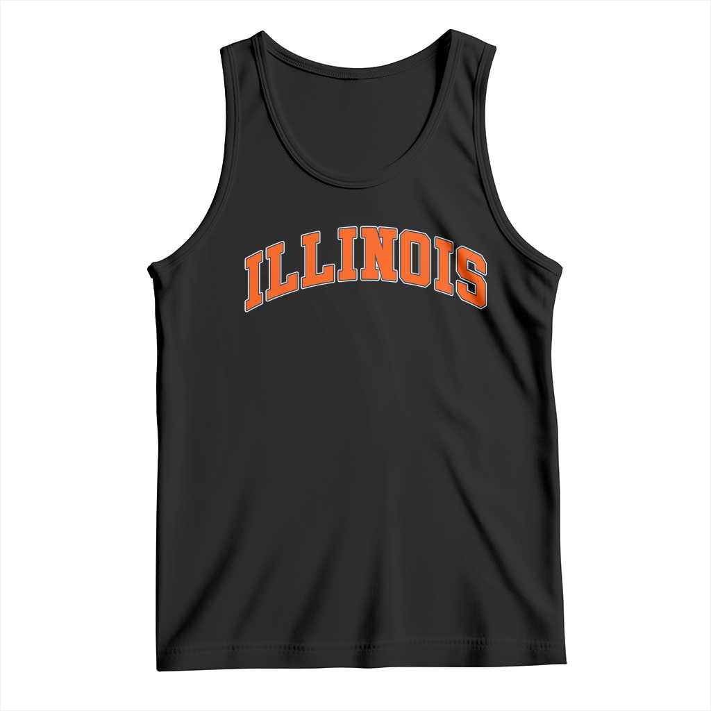 Illinois Sports Fan Tank Top Vintage Orange Blue Throwback Text IL State