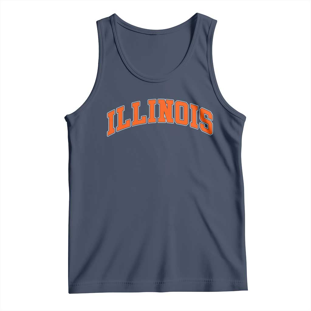 Illinois Sports Fan Tank Top Vintage Orange Blue Throwback Text IL State