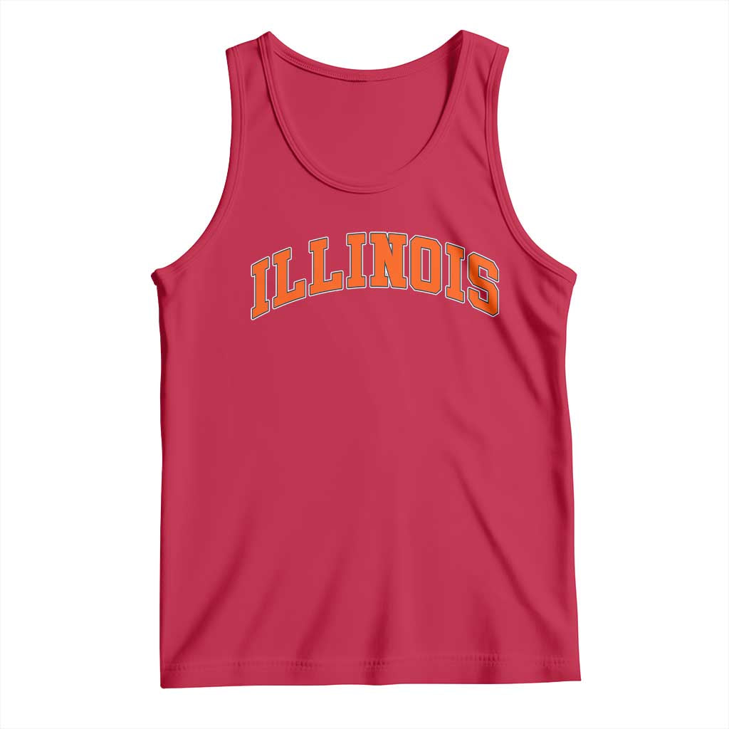 Illinois Sports Fan Tank Top Vintage Orange Blue Throwback Text IL State
