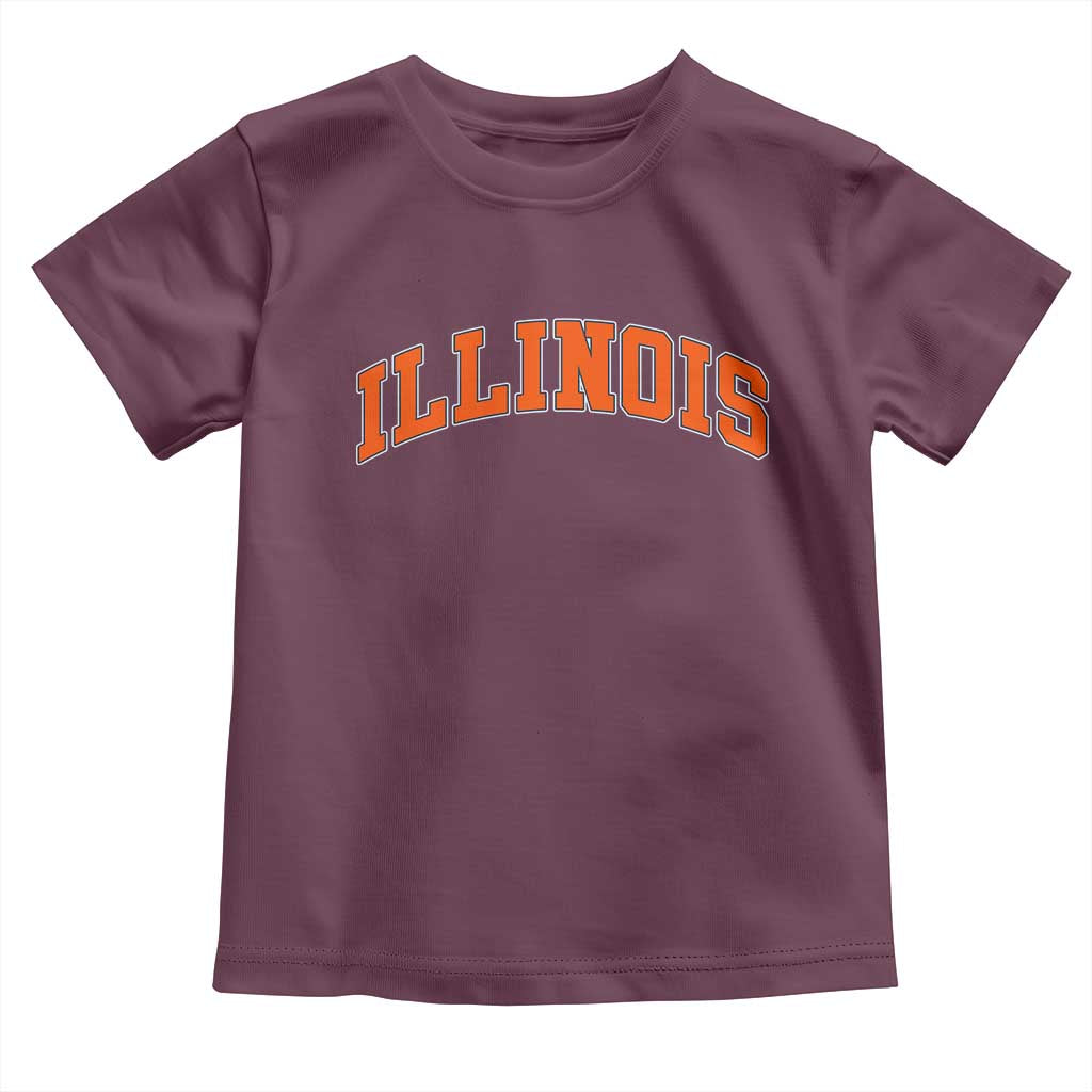 Illinois Sports Fan Toddler T Shirt Vintage Orange Blue Throwback Text IL State