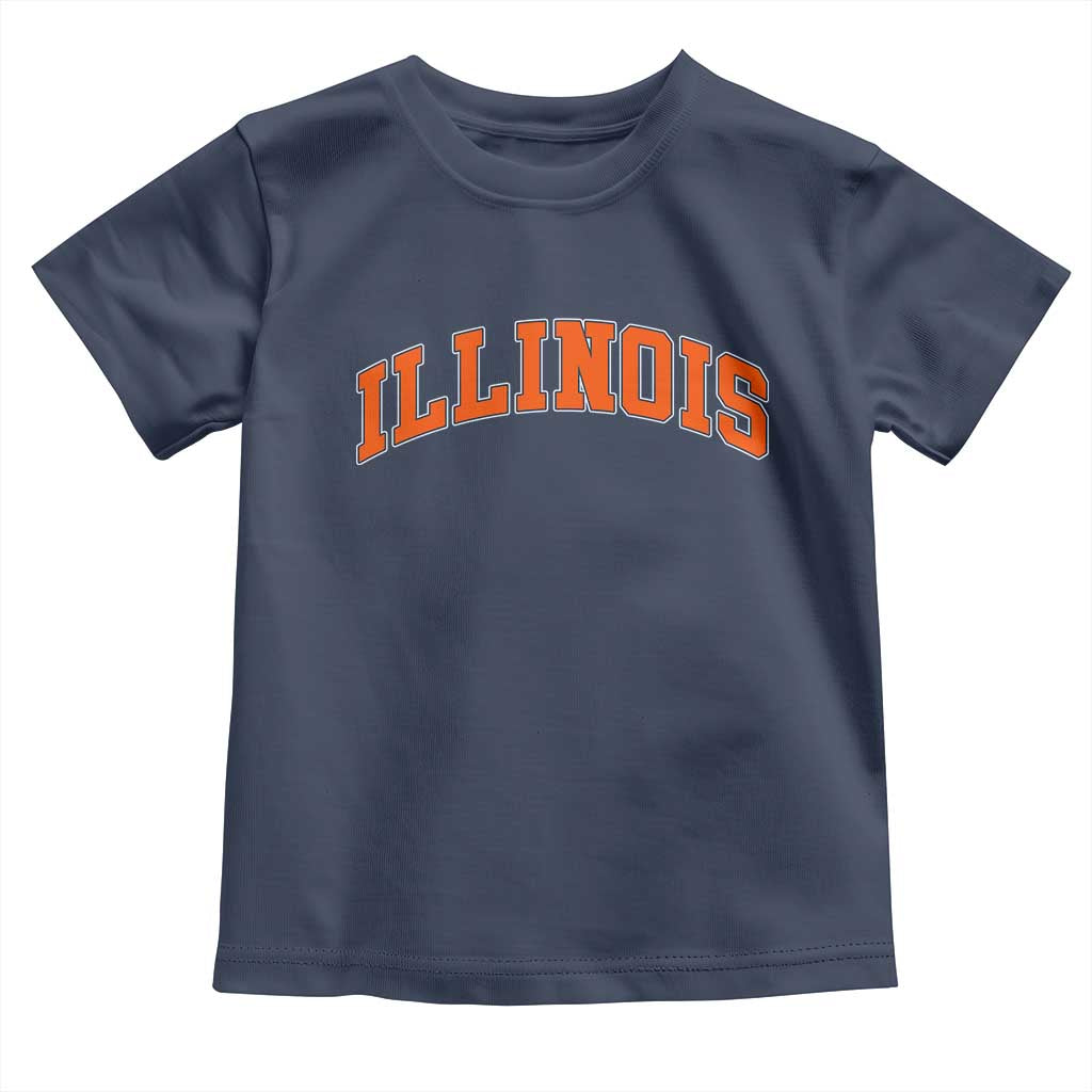 Illinois Sports Fan Toddler T Shirt Vintage Orange Blue Throwback Text IL State