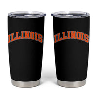 Illinois Sports Fan Tumbler Cup Vintage Orange Blue Throwback Text IL State