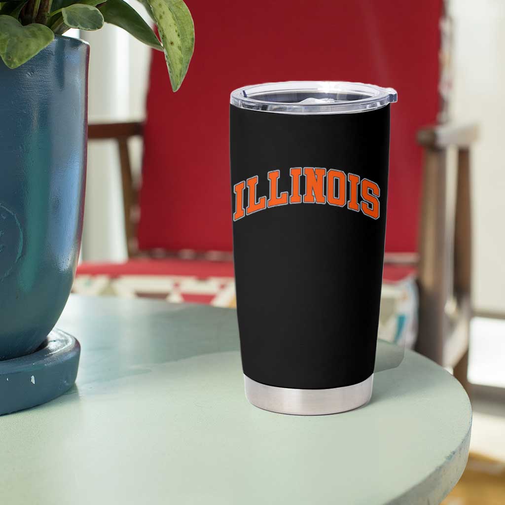 Illinois Sports Fan Tumbler Cup Vintage Orange Blue Throwback Text IL State