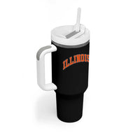 Illinois Sports Fan Tumbler With Handle Vintage Orange Blue Throwback Text IL State