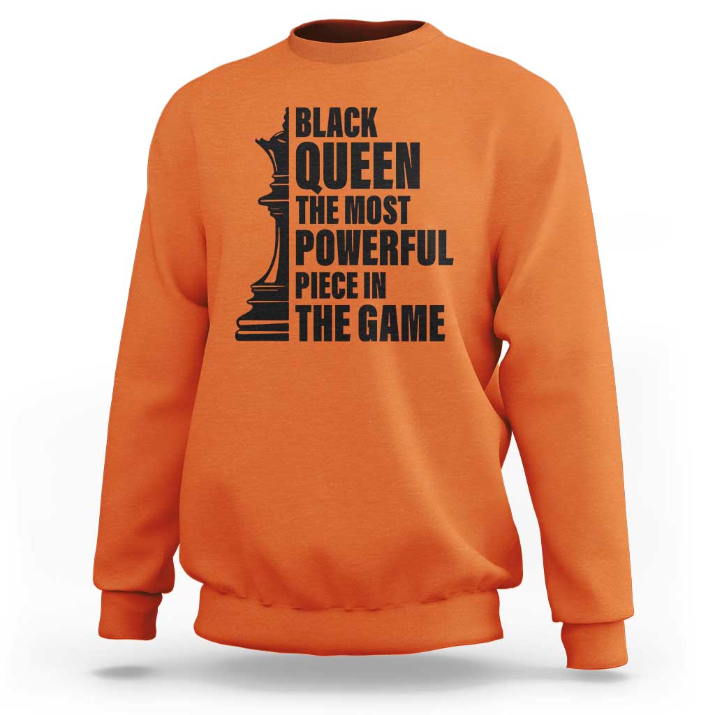 Chess Lover Sweatshirt Black Queen The Most Powerful Piece In The Game Checkmate - Wonder Print Shop