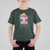 LGBTQ T Shirt For Kid Love Is Love Pride Rainbow Cloud Rain Flag - Wonder Print Shop
