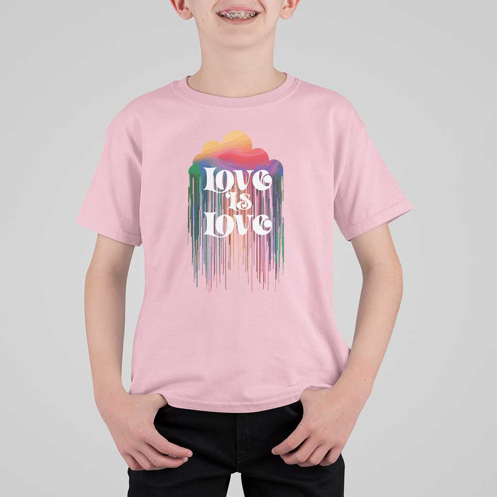 LGBTQ T Shirt For Kid Love Is Love Pride Rainbow Cloud Rain Flag - Wonder Print Shop