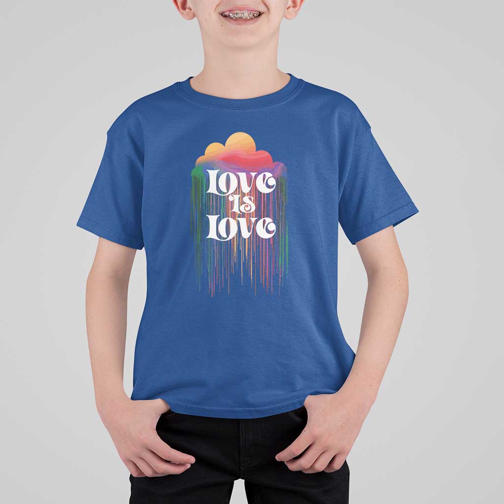 LGBTQ T Shirt For Kid Love Is Love Pride Rainbow Cloud Rain Flag - Wonder Print Shop