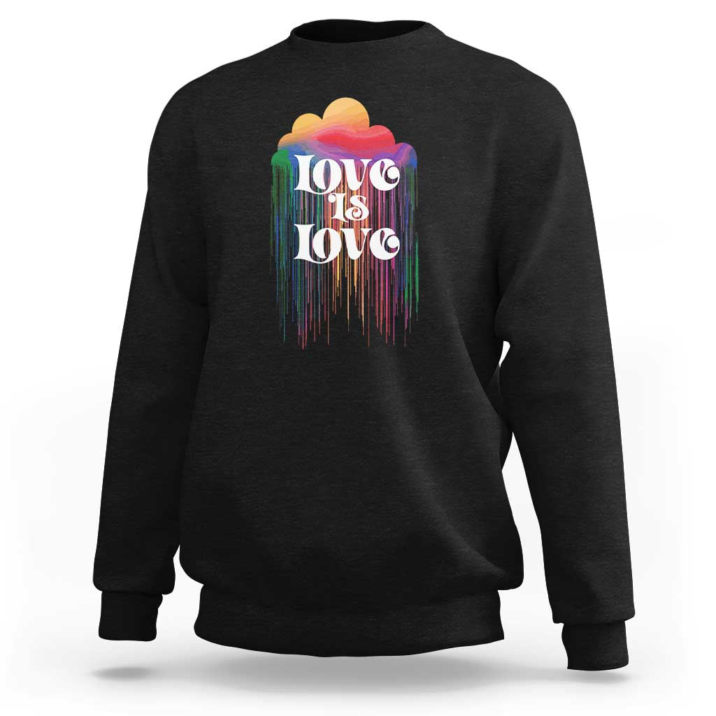 LGBTQ Sweatshirt Love Is Love Pride Rainbow Cloud Rain Flag - Wonder Print Shop