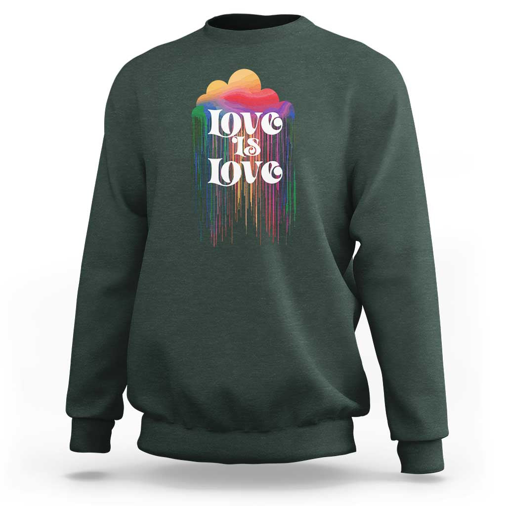 LGBTQ Sweatshirt Love Is Love Pride Rainbow Cloud Rain Flag - Wonder Print Shop