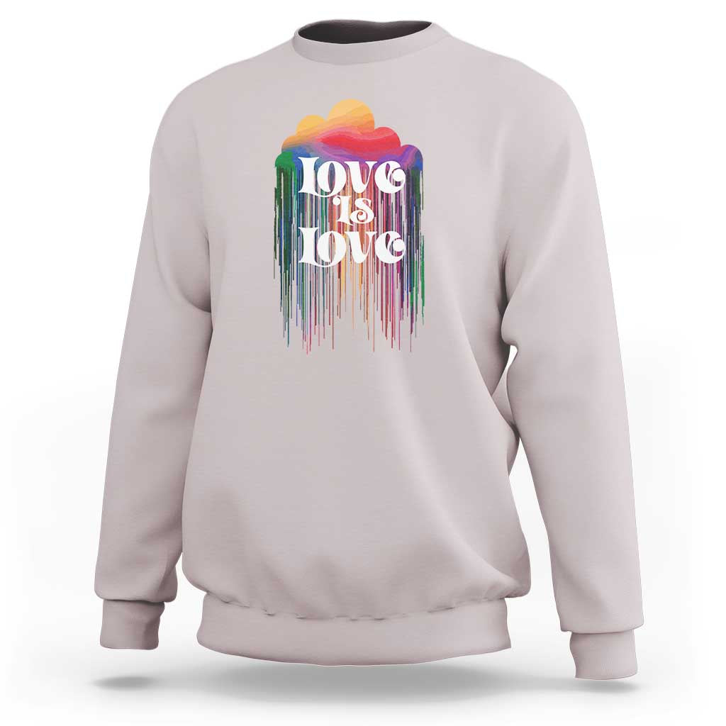 LGBTQ Sweatshirt Love Is Love Pride Rainbow Cloud Rain Flag - Wonder Print Shop