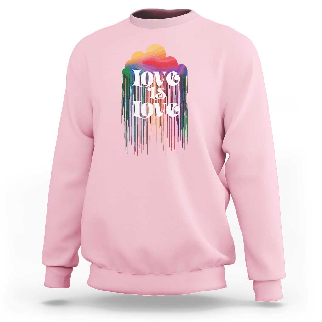 LGBTQ Sweatshirt Love Is Love Pride Rainbow Cloud Rain Flag - Wonder Print Shop