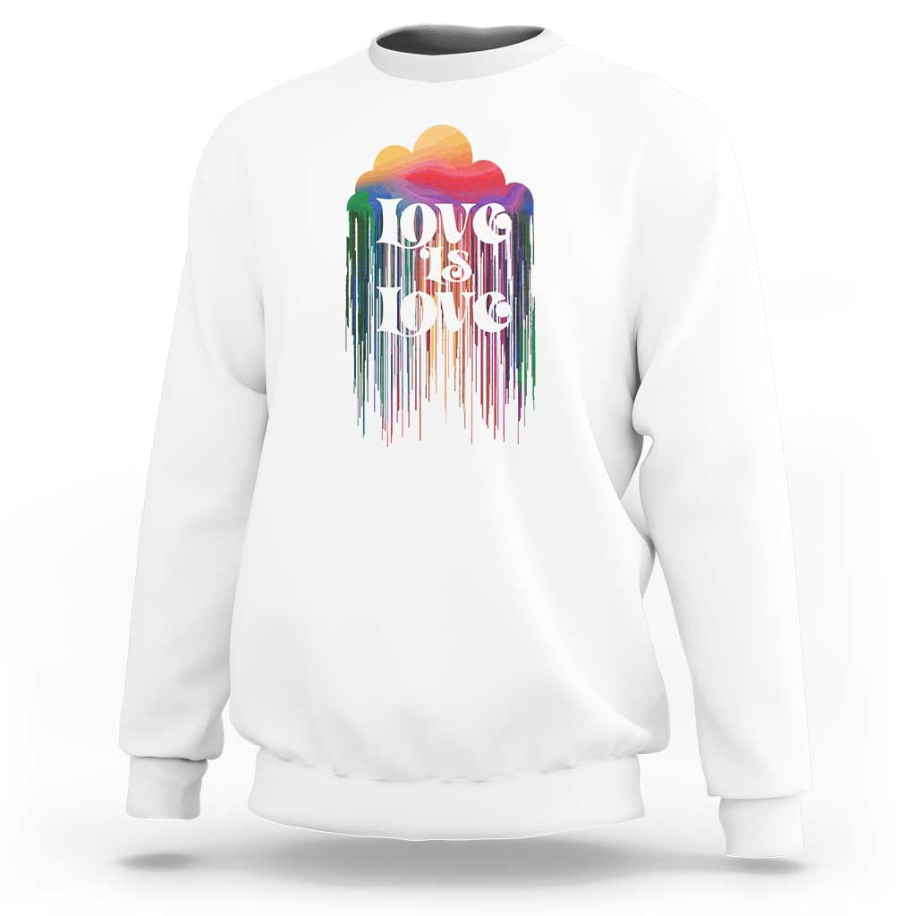 LGBTQ Sweatshirt Love Is Love Pride Rainbow Cloud Rain Flag - Wonder Print Shop