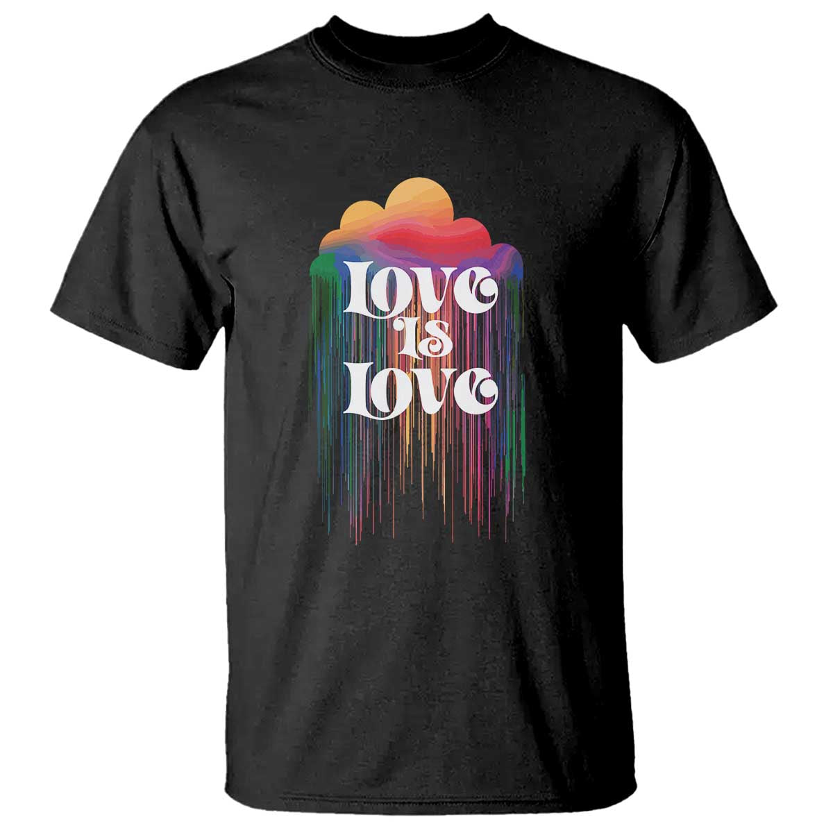 LGBTQ T Shirt Love Is Love Pride Rainbow Cloud Rain Flag - Wonder Print Shop