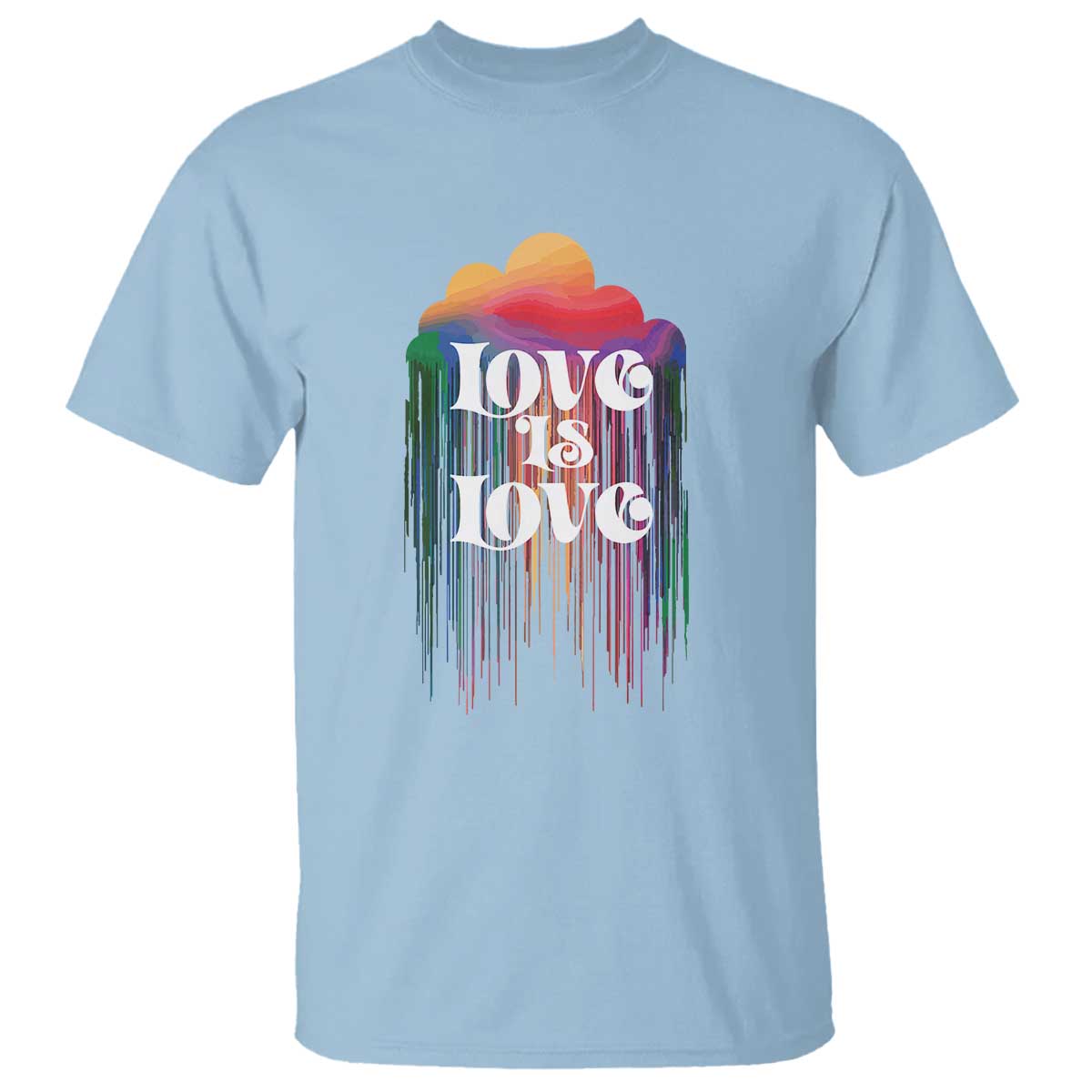 LGBTQ T Shirt Love Is Love Pride Rainbow Cloud Rain Flag - Wonder Print Shop