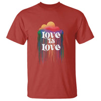 LGBTQ T Shirt Love Is Love Pride Rainbow Cloud Rain Flag - Wonder Print Shop