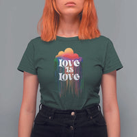 LGBTQ T Shirt For Women Love Is Love Pride Rainbow Cloud Rain Flag - Wonder Print Shop