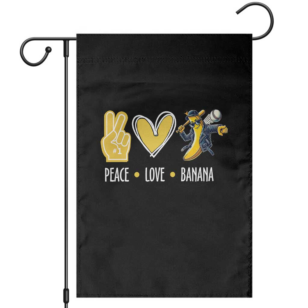 Funny Peace Love Banana Garden Flag Cute Banana Peace Sign Heart - Wonder Print Shop