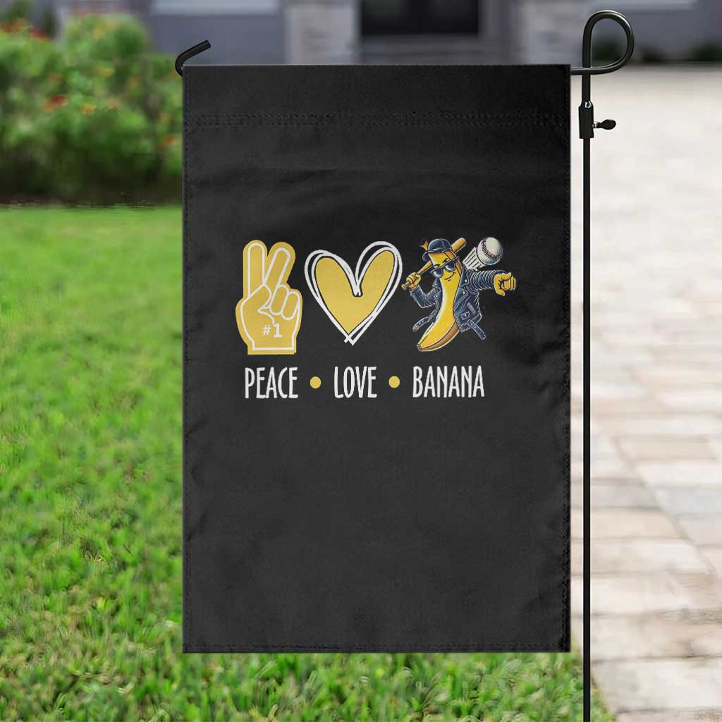 Funny Peace Love Banana Garden Flag Cute Banana Peace Sign Heart - Wonder Print Shop