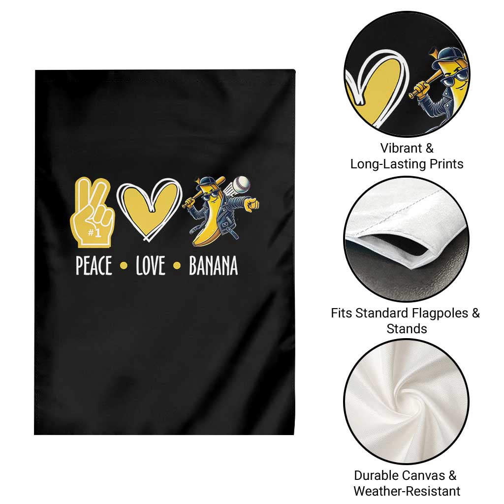 Funny Peace Love Banana Garden Flag Cute Banana Peace Sign Heart - Wonder Print Shop