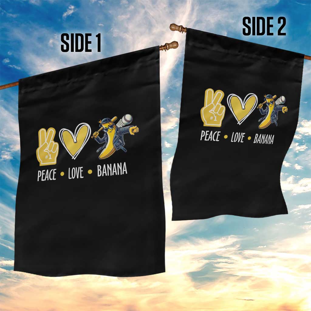 Funny Peace Love Banana Garden Flag Cute Banana Peace Sign Heart - Wonder Print Shop