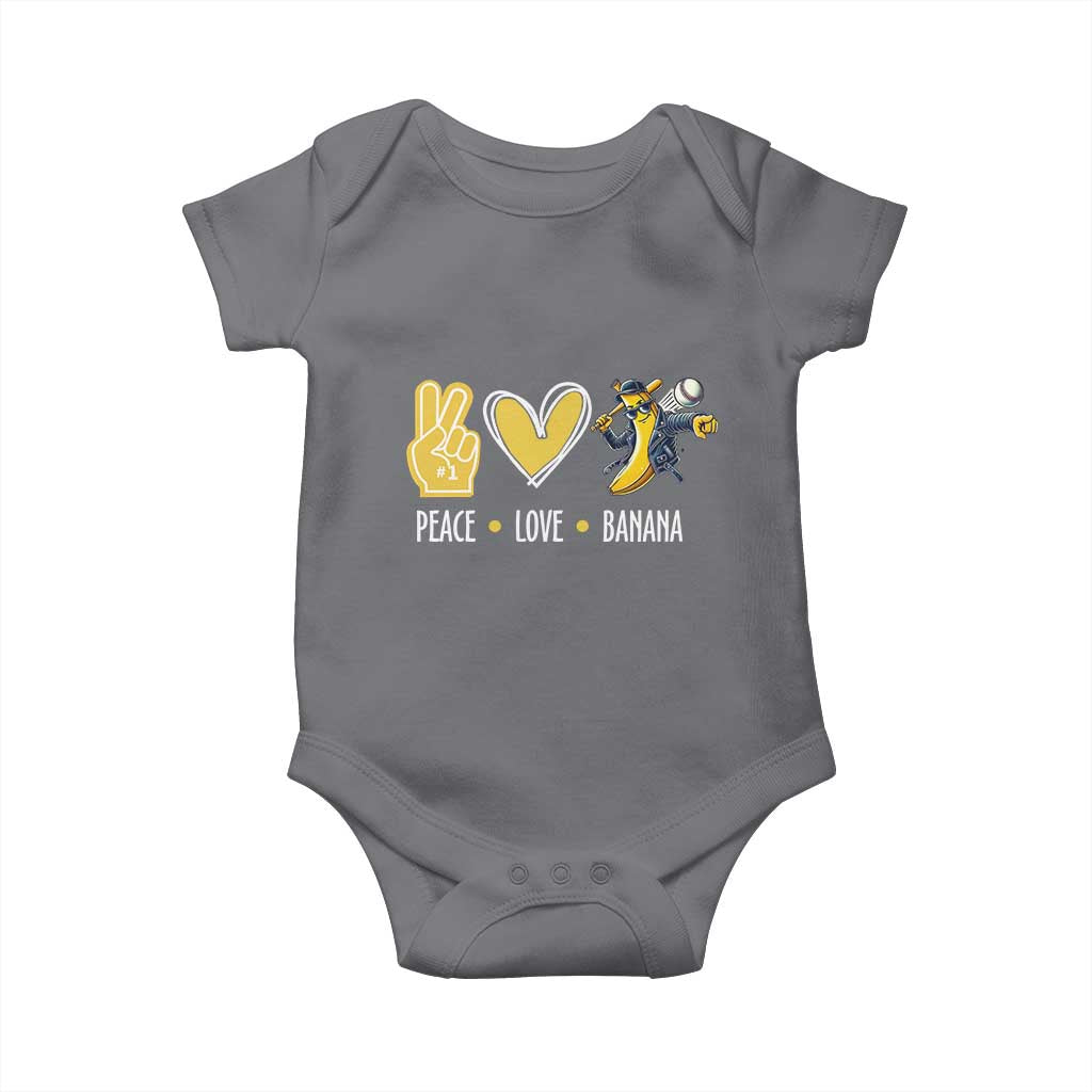 Funny Peace Love Banana Baby Onesie Cute Banana Peace Sign Heart - Wonder Print Shop