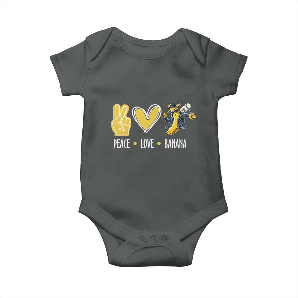 Funny Peace Love Banana Baby Onesie Cute Banana Peace Sign Heart - Wonder Print Shop