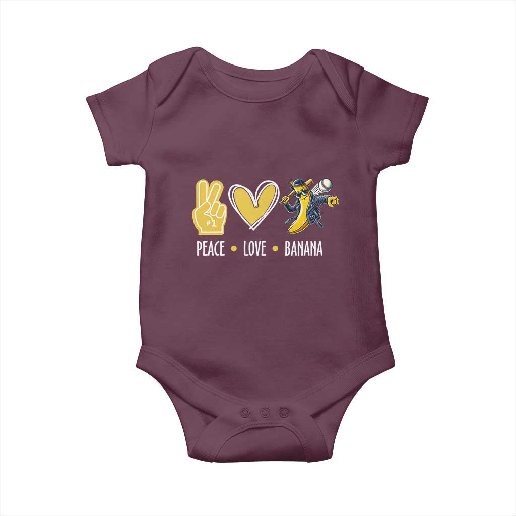 Funny Peace Love Banana Baby Onesie Cute Banana Peace Sign Heart - Wonder Print Shop
