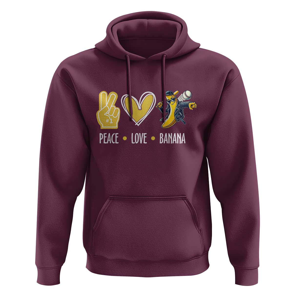 Funny Peace Love Banana Hoodie Cute Banana Peace Sign Heart - Wonder Print Shop