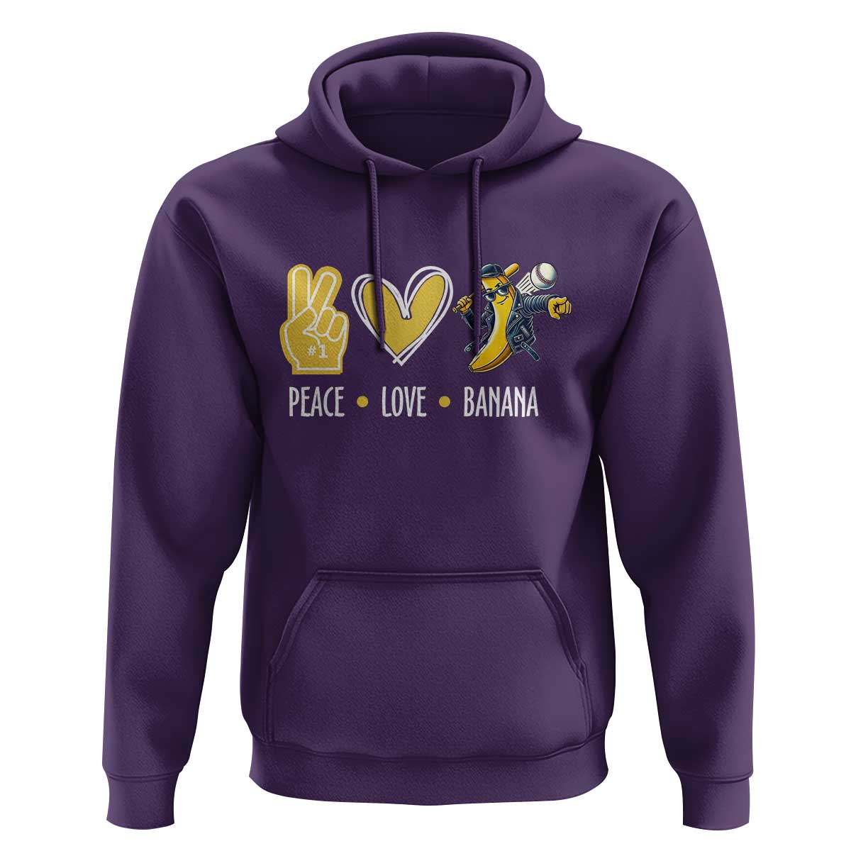 Funny Peace Love Banana Hoodie Cute Banana Peace Sign Heart - Wonder Print Shop