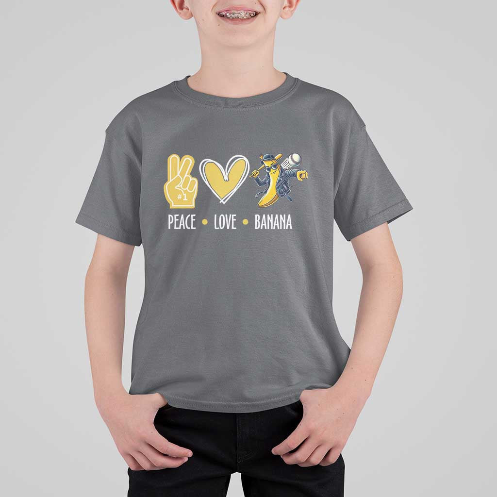 Funny Peace Love Banana T Shirt For Kid Cute Banana Peace Sign Heart - Wonder Print Shop
