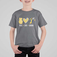 Funny Peace Love Banana T Shirt For Kid Cute Banana Peace Sign Heart - Wonder Print Shop