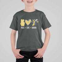 Funny Peace Love Banana T Shirt For Kid Cute Banana Peace Sign Heart - Wonder Print Shop