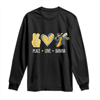 Funny Peace Love Banana Long Sleeve Shirt Cute Banana Peace Sign Heart - Wonder Print Shop