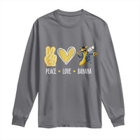 Funny Peace Love Banana Long Sleeve Shirt Cute Banana Peace Sign Heart - Wonder Print Shop