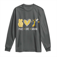 Funny Peace Love Banana Long Sleeve Shirt Cute Banana Peace Sign Heart - Wonder Print Shop