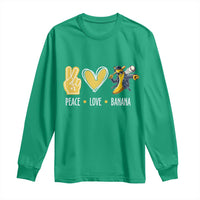 Funny Peace Love Banana Long Sleeve Shirt Cute Banana Peace Sign Heart - Wonder Print Shop