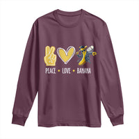 Funny Peace Love Banana Long Sleeve Shirt Cute Banana Peace Sign Heart - Wonder Print Shop