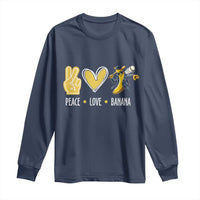 Funny Peace Love Banana Long Sleeve Shirt Cute Banana Peace Sign Heart - Wonder Print Shop