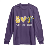 Funny Peace Love Banana Long Sleeve Shirt Cute Banana Peace Sign Heart - Wonder Print Shop