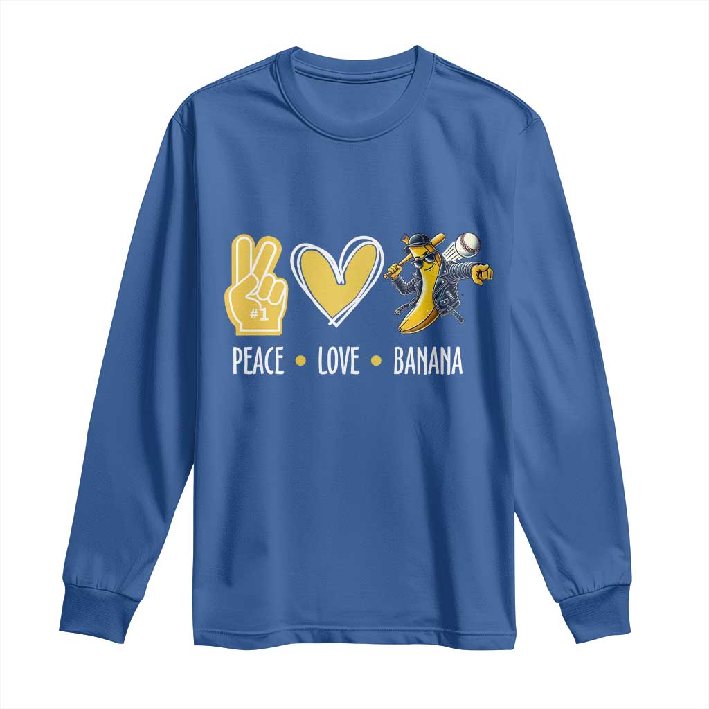 Funny Peace Love Banana Long Sleeve Shirt Cute Banana Peace Sign Heart - Wonder Print Shop