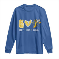 Funny Peace Love Banana Long Sleeve Shirt Cute Banana Peace Sign Heart - Wonder Print Shop
