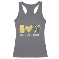 Funny Peace Love Banana Racerback Tank Top Cute Banana Peace Sign Heart - Wonder Print Shop